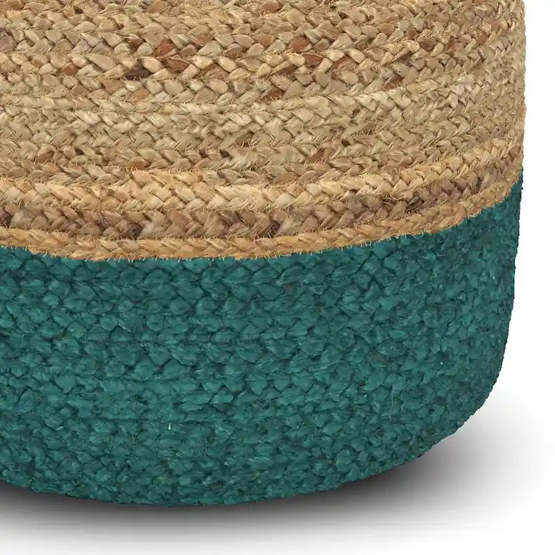Pouf Rotondo in Juta Intrecciata, Opzioni Multicolore, Seduta per 1 Persona