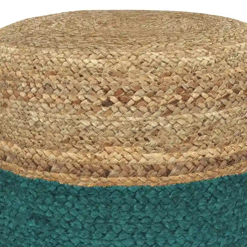 Pouf Rotondo in Juta Intrecciata, Opzioni Multicolore, Seduta per 1 Persona