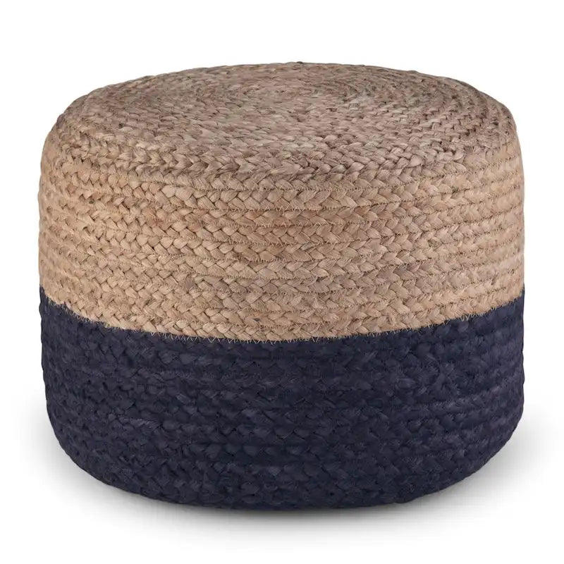 Pouf Rotondo in Juta Intrecciata, Opzioni Multicolore, Seduta per 1 Persona