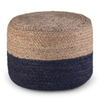 Pouf Rotondo in Juta Intrecciata, Opzioni Multicolore, Seduta per 1 Persona
