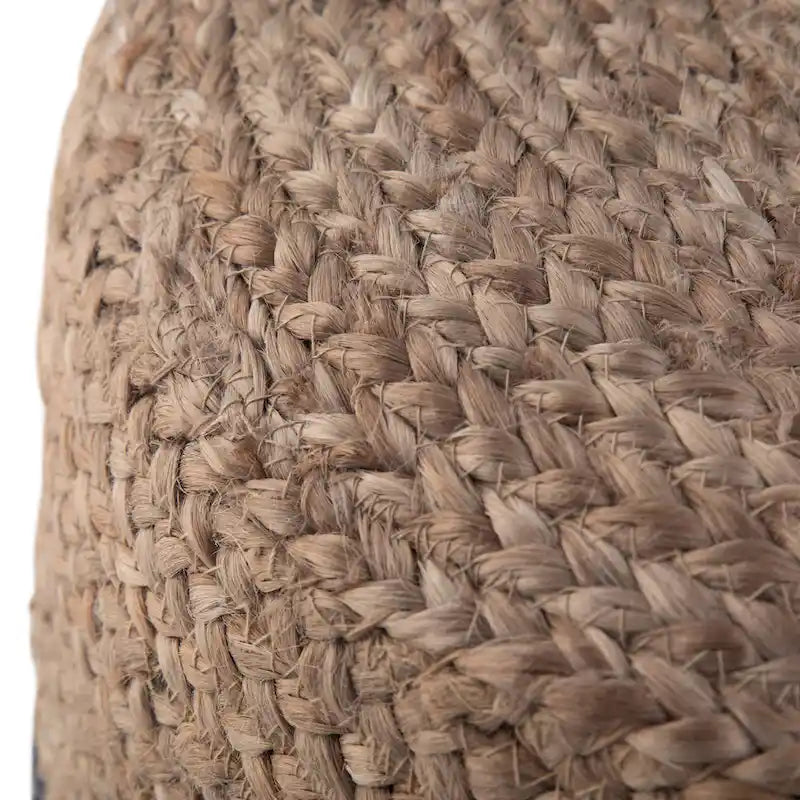 Pouf Rotondo in Juta Intrecciata, Opzioni Multicolore, Seduta per 1 Persona