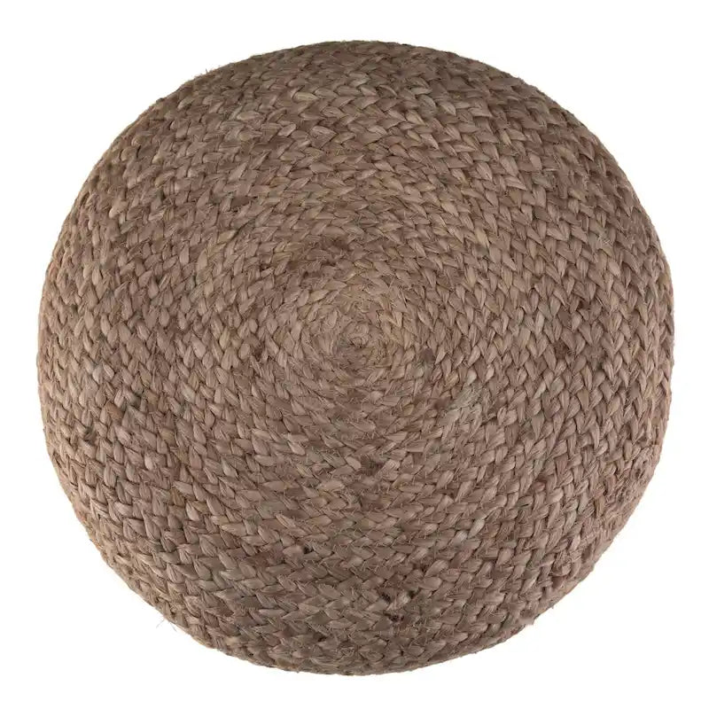 Pouf Rotondo in Juta Intrecciata, Opzioni Multicolore, Seduta per 1 Persona