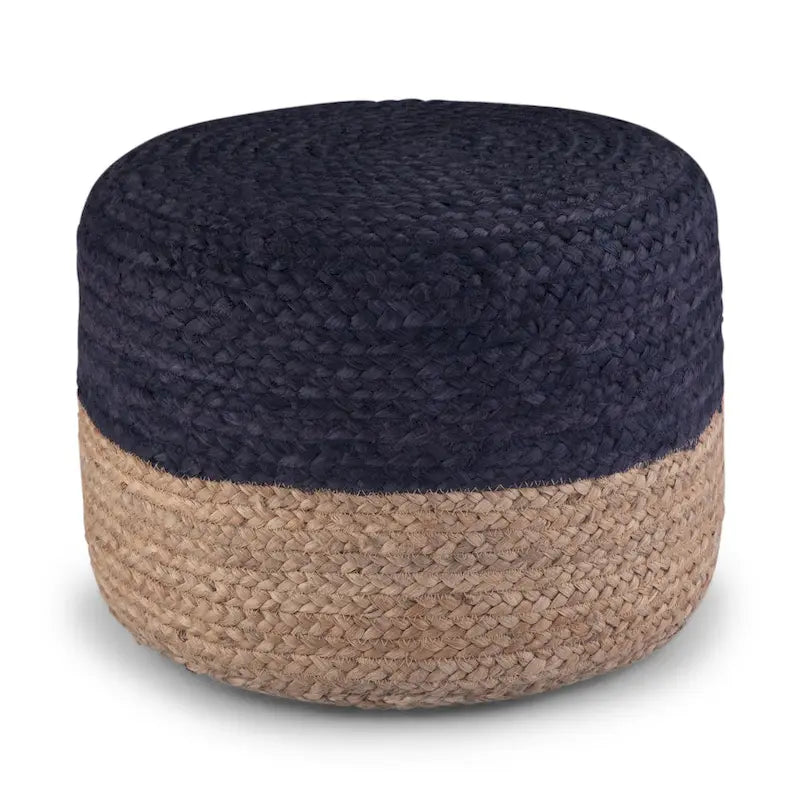 Pouf Rotondo in Juta Intrecciata, Opzioni Multicolore, Seduta per 1 Persona