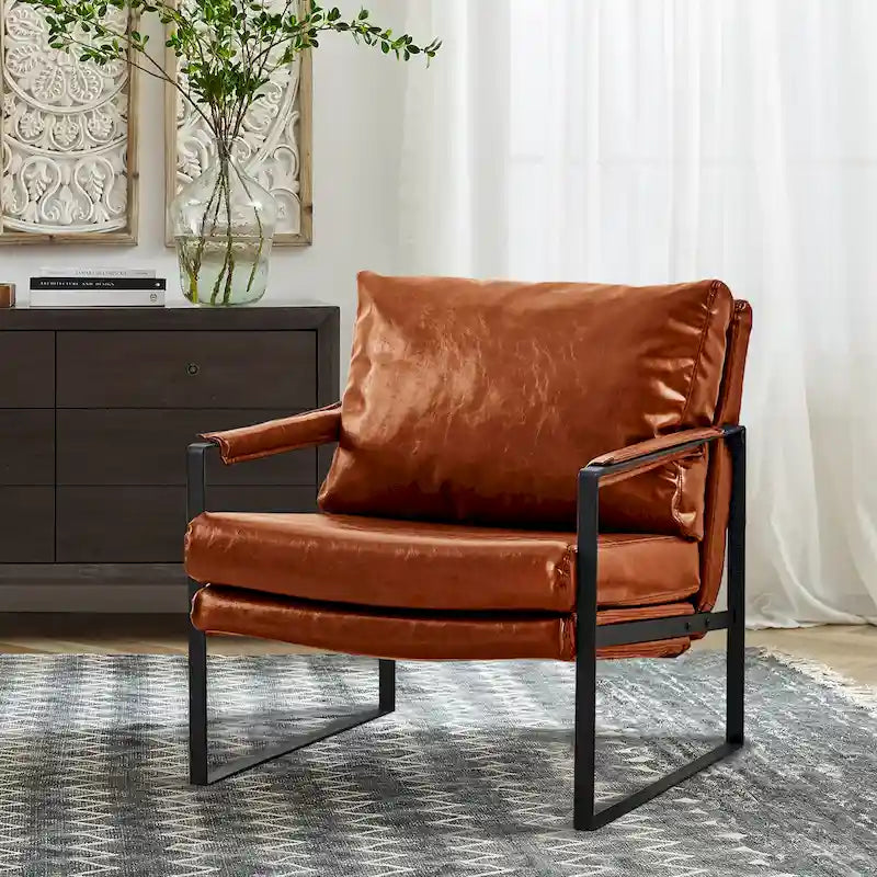 Poltroncina d'appoggio rivestita in similpelle con base a slitta in acciaio – Seduta singola, colori multipli