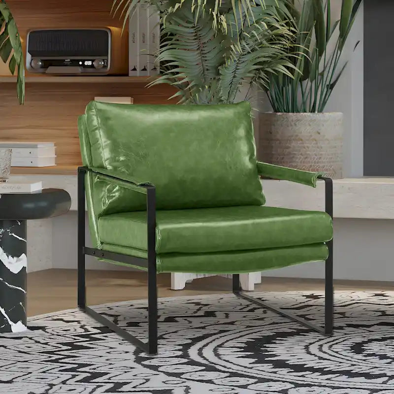 Poltroncina d'appoggio rivestita in similpelle con base a slitta in acciaio – Seduta singola, colori multipli