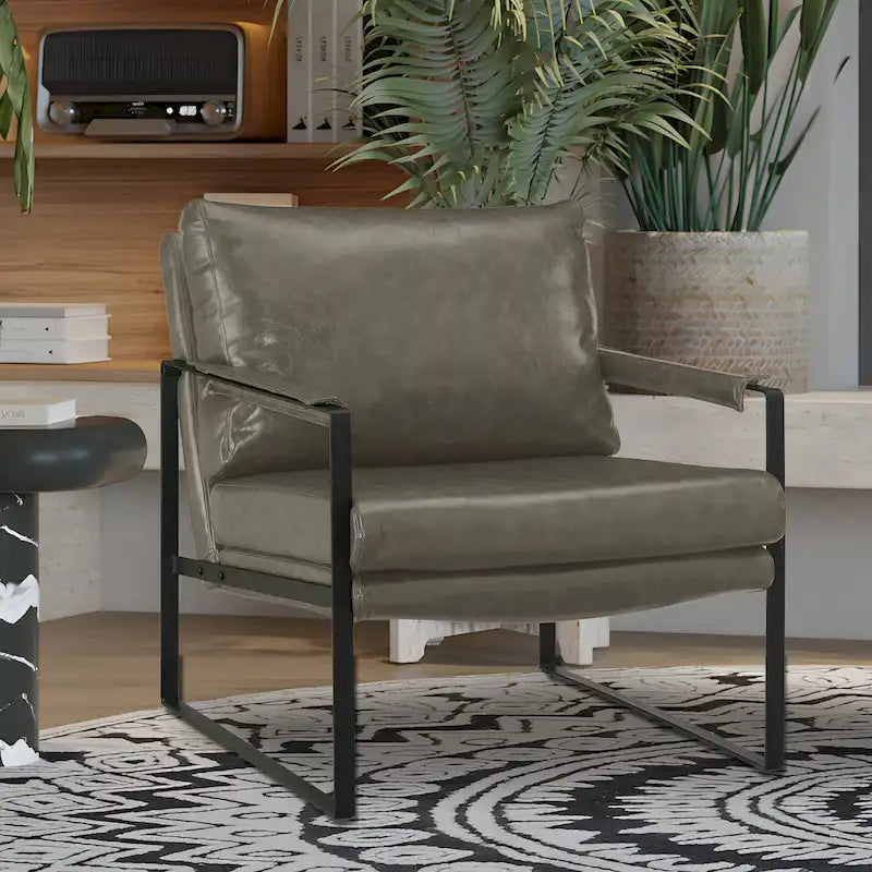 Poltroncina d'appoggio rivestita in similpelle con base a slitta in acciaio – Seduta singola, colori multipli