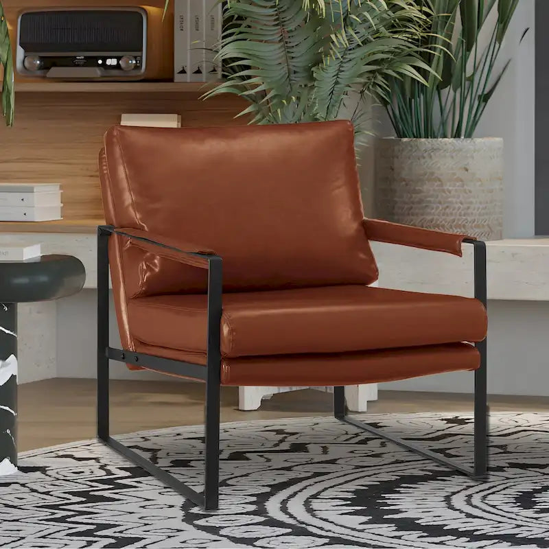 Poltroncina d'appoggio rivestita in similpelle con base a slitta in acciaio – Seduta singola, colori multipli