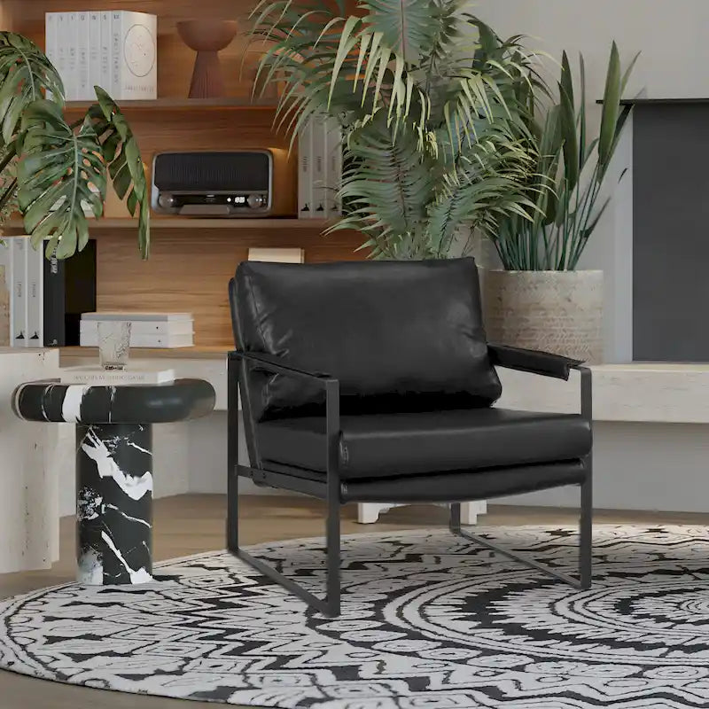 Poltroncina d'appoggio rivestita in similpelle con base a slitta in acciaio – Seduta singola, colori multipli