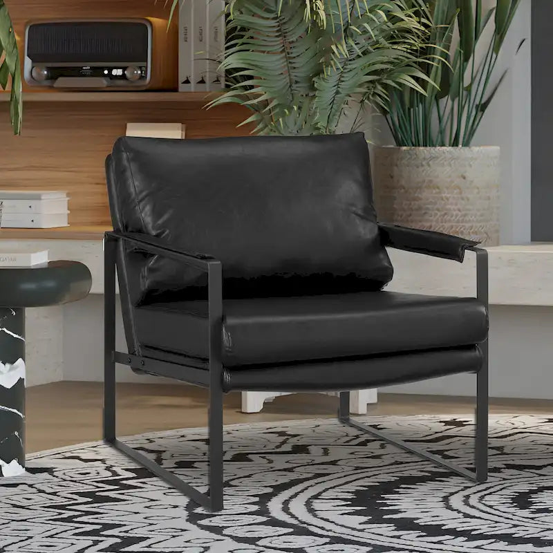 Poltroncina d'appoggio rivestita in similpelle con base a slitta in acciaio – Seduta singola, colori multipli
