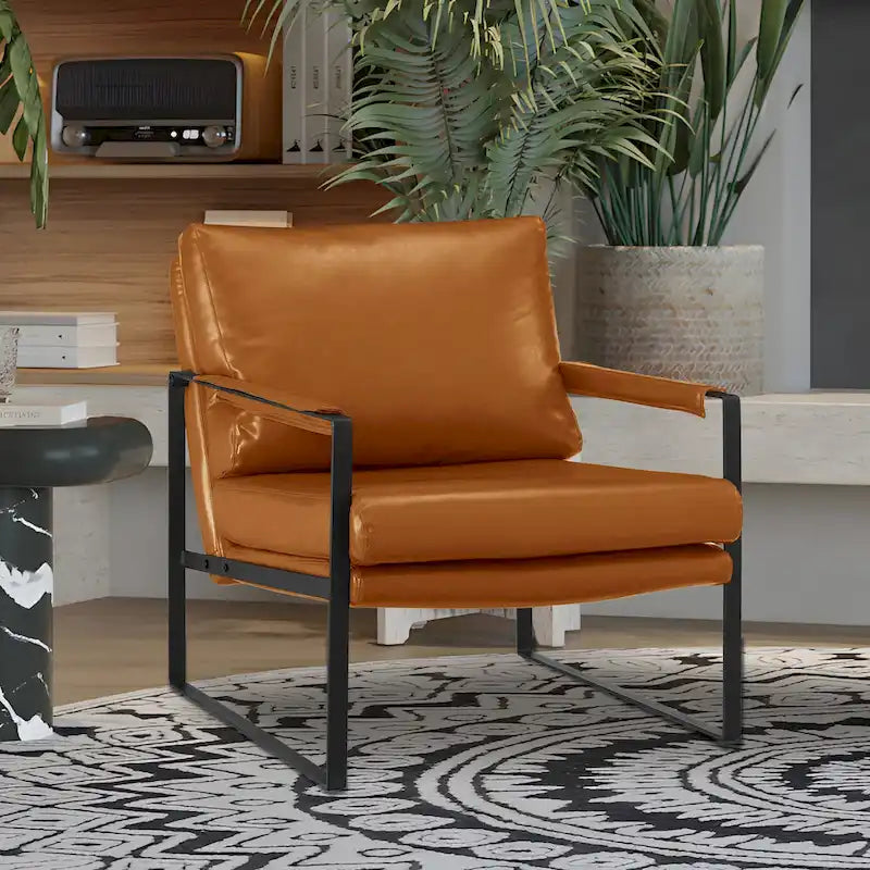 Poltroncina d'appoggio rivestita in similpelle con base a slitta in acciaio – Seduta singola, colori multipli