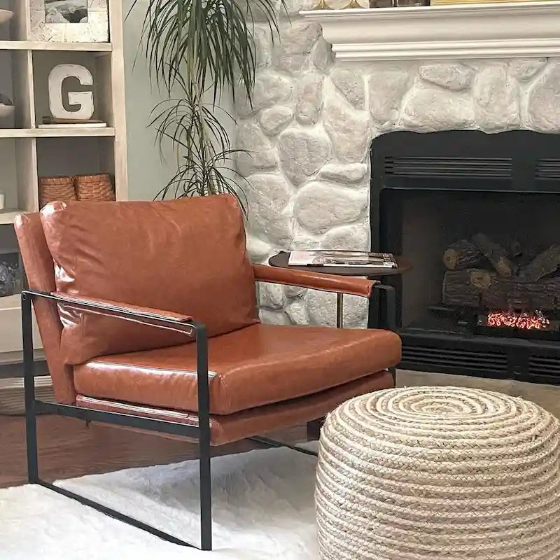 Poltroncina d'appoggio rivestita in similpelle con base a slitta in acciaio – Seduta singola, colori multipli