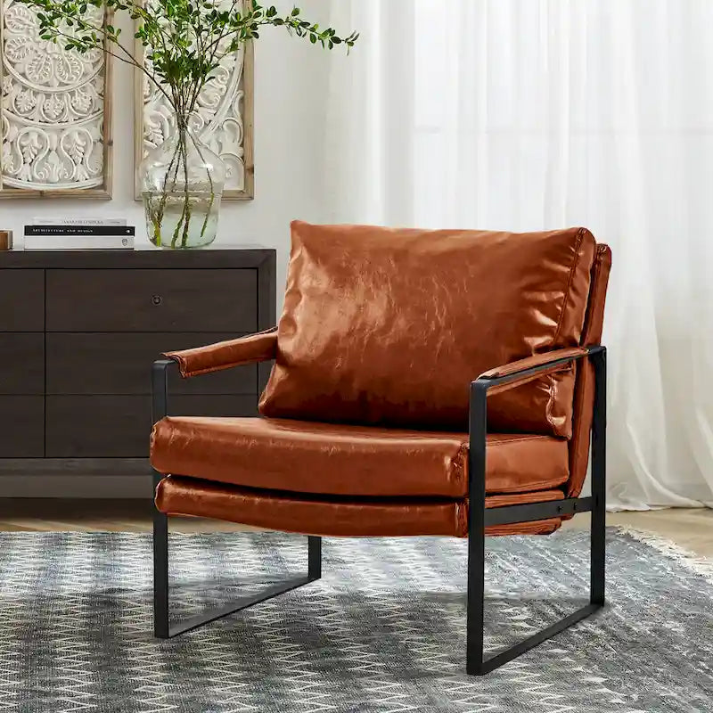 Poltroncina d'appoggio rivestita in similpelle con base a slitta in acciaio – Seduta singola, colori multipli