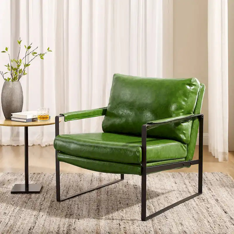 Poltroncina d'appoggio rivestita in similpelle con base a slitta in acciaio – Seduta singola, colori multipli