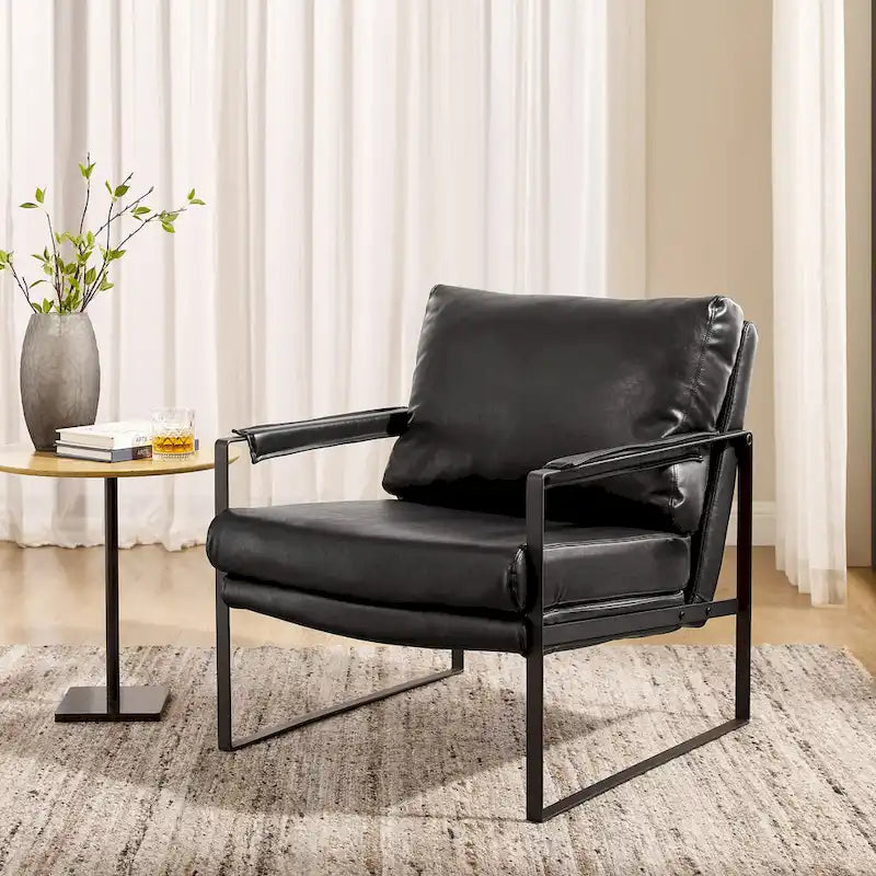 Poltroncina d'appoggio rivestita in similpelle con base a slitta in acciaio – Seduta singola, colori multipli