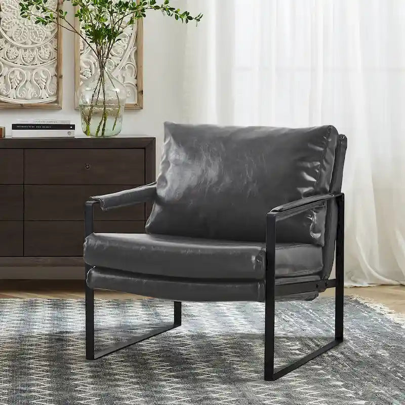 Poltroncina d'appoggio rivestita in similpelle con base a slitta in acciaio – Seduta singola, colori multipli