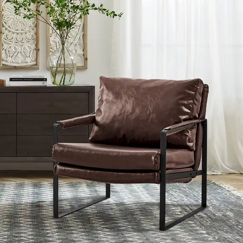 Poltroncina d'appoggio rivestita in similpelle con base a slitta in acciaio – Seduta singola, colori multipli