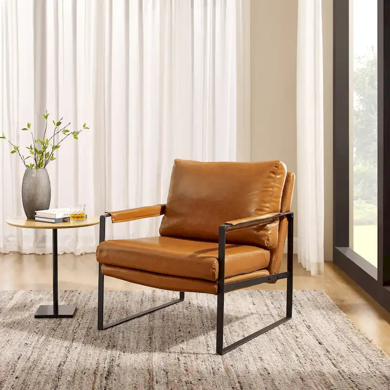 Poltroncina d'appoggio rivestita in similpelle con base a slitta in acciaio – Seduta singola, colori multipli