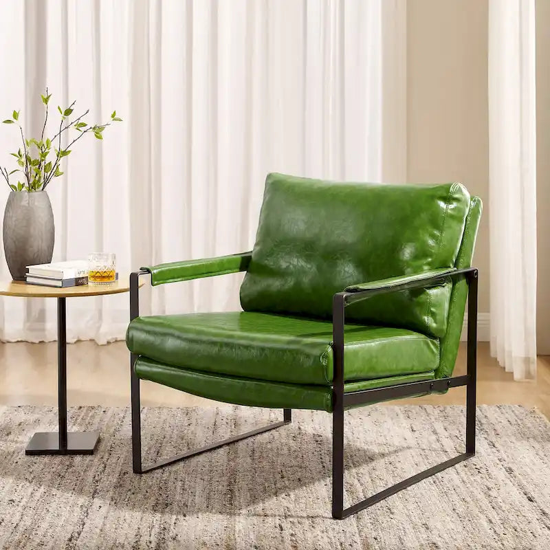 Poltroncina d'appoggio rivestita in similpelle con base a slitta in acciaio – Seduta singola, colori multipli