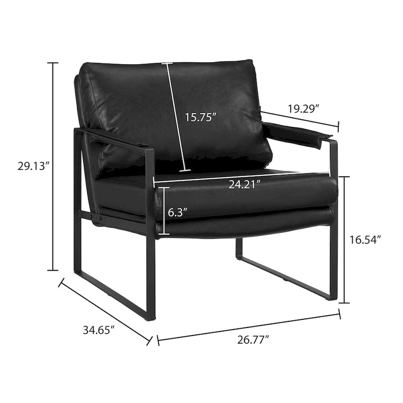 Poltroncina d'appoggio rivestita in similpelle con base a slitta in acciaio – Seduta singola, colori multipli