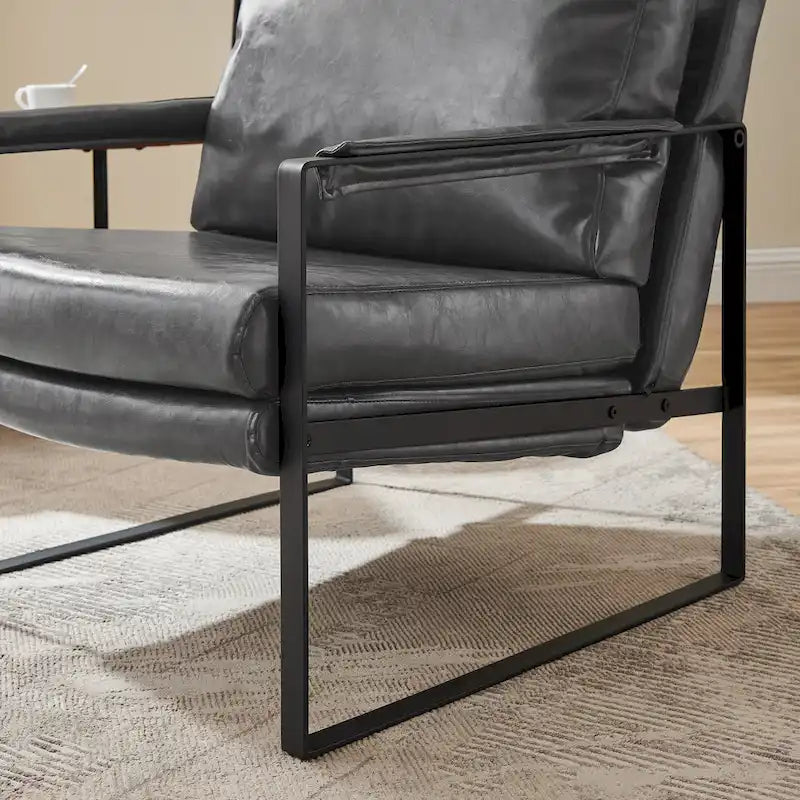 Poltroncina d'appoggio rivestita in similpelle con base a slitta in acciaio – Seduta singola, colori multipli