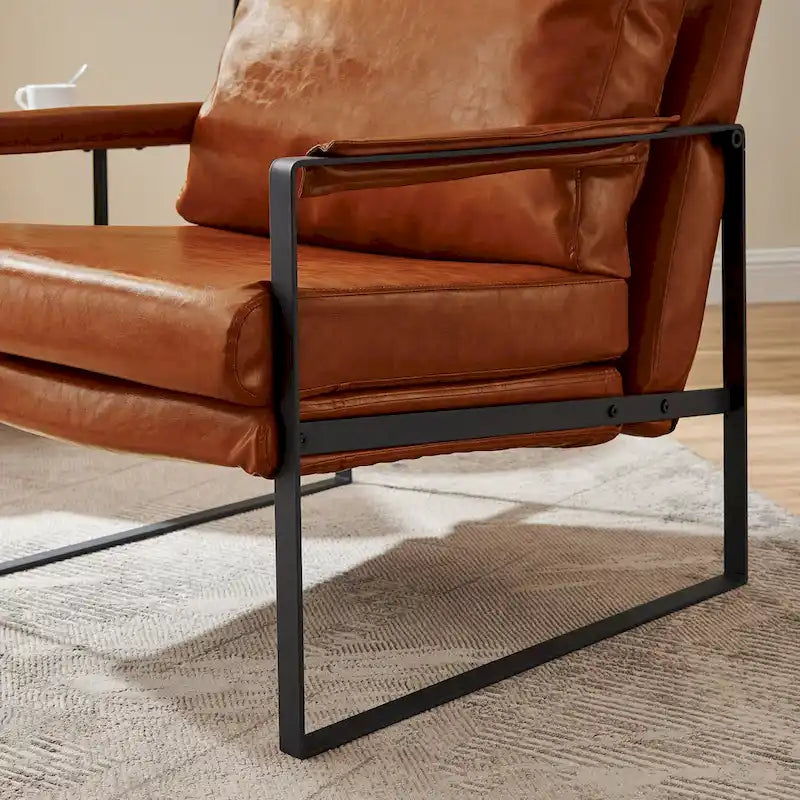 Poltroncina d'appoggio rivestita in similpelle con base a slitta in acciaio – Seduta singola, colori multipli