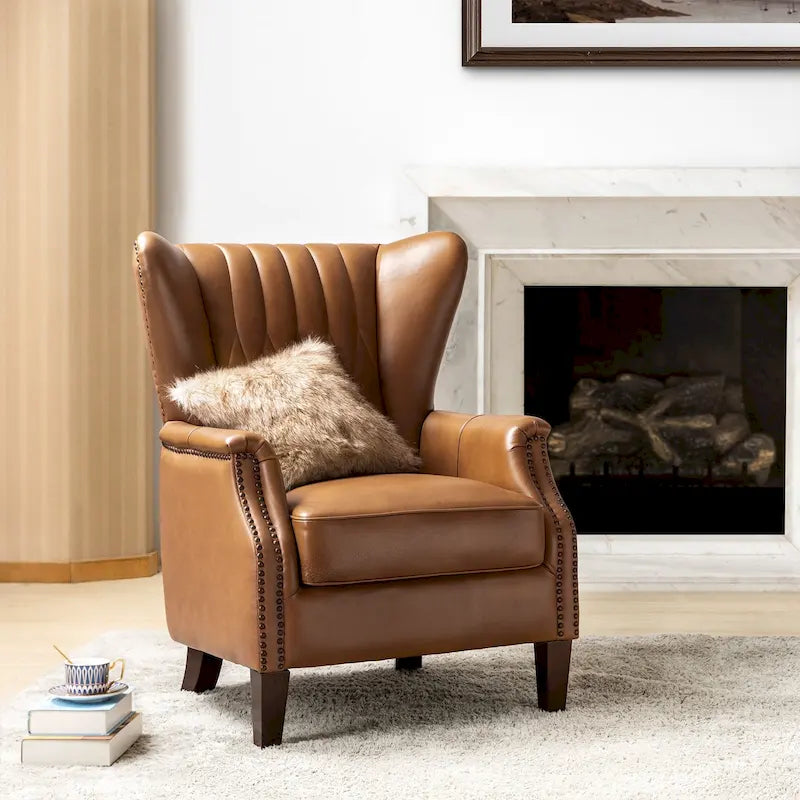 Poltrona tradizionale Chesterfield in vera pelle, a sedile singolo – Marrone / Cammello / Blu Marino / Bordeaux