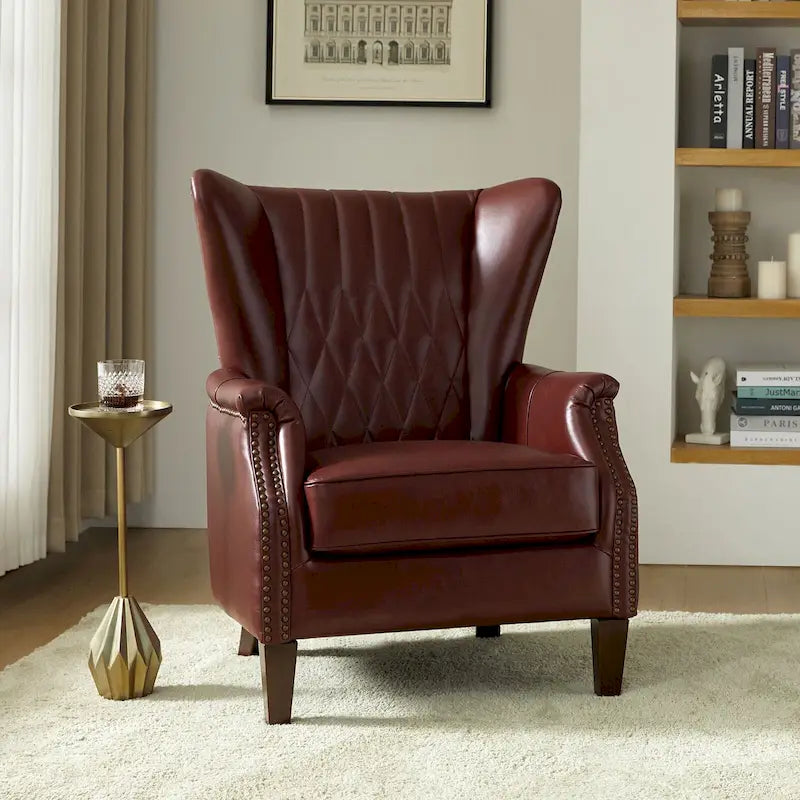 Poltrona tradizionale Chesterfield in vera pelle, a sedile singolo – Marrone / Cammello / Blu Marino / Bordeaux