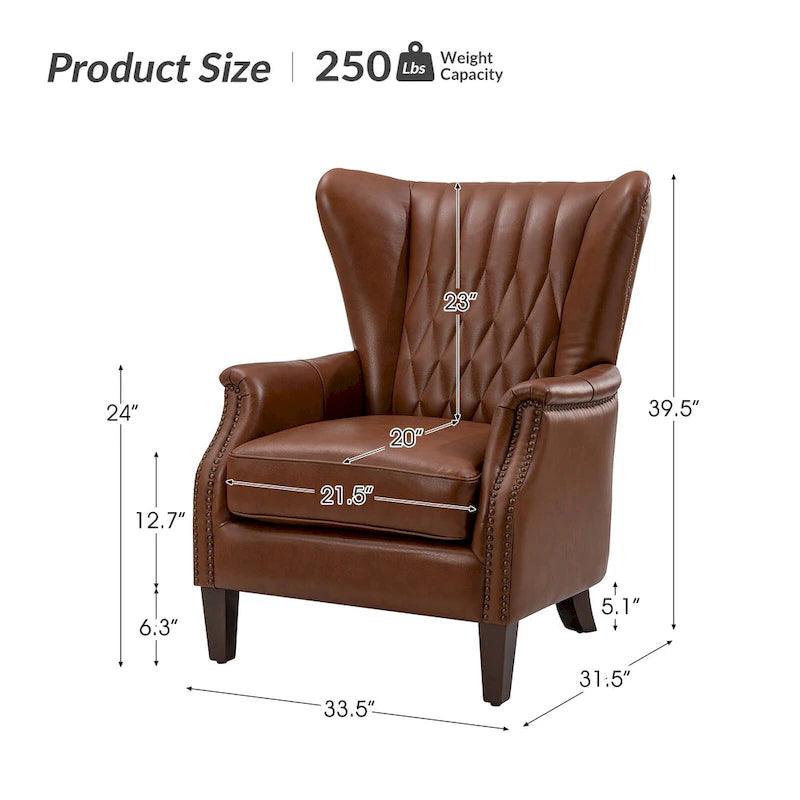 Poltrona tradizionale Chesterfield in vera pelle, a sedile singolo – Marrone / Cammello / Blu Marino / Bordeaux