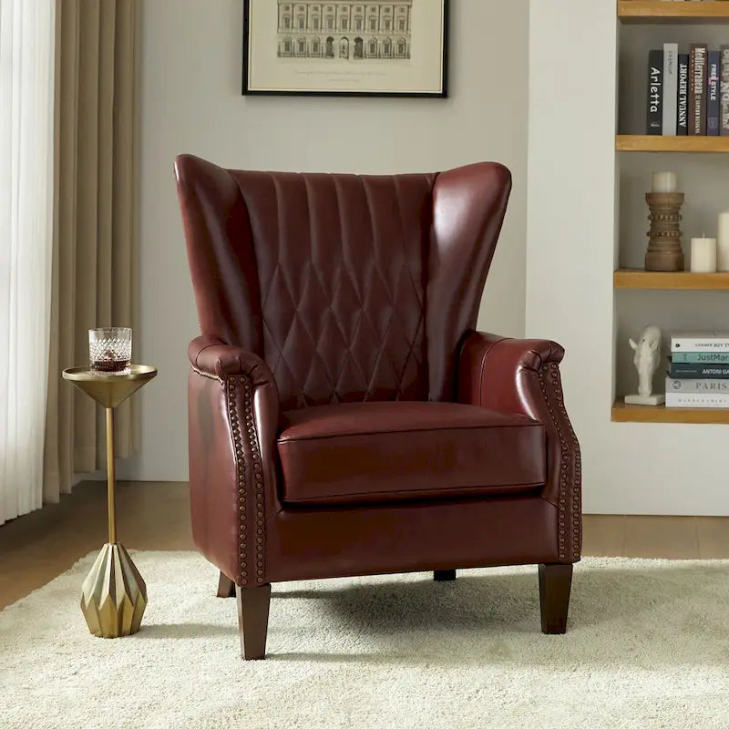 Poltrona tradizionale Chesterfield in vera pelle, a sedile singolo – Marrone / Cammello / Blu Marino / Bordeaux
