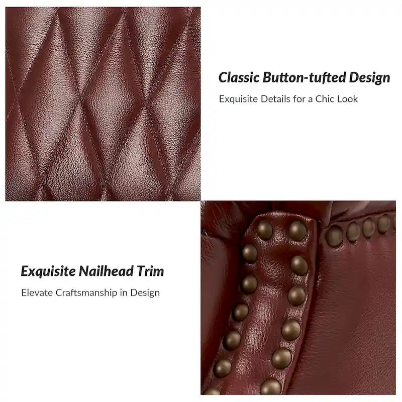 Poltrona tradizionale Chesterfield in vera pelle, a sedile singolo – Marrone / Cammello / Blu Marino / Bordeaux