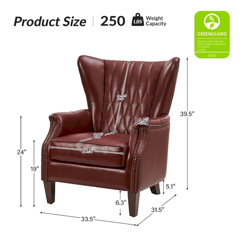 Poltrona tradizionale Chesterfield in vera pelle, a sedile singolo – Marrone / Cammello / Blu Marino / Bordeaux