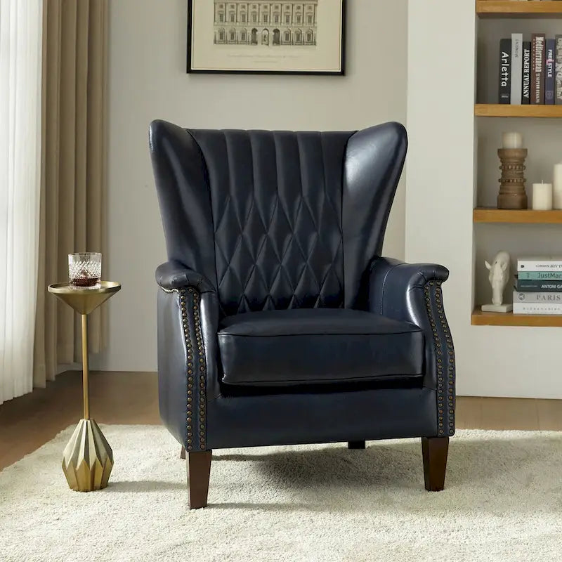 Poltrona tradizionale Chesterfield in vera pelle, a sedile singolo – Marrone / Cammello / Blu Marino / Bordeaux