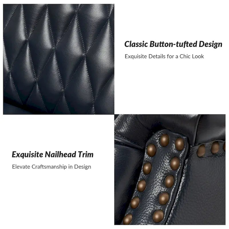 Poltrona tradizionale Chesterfield in vera pelle, a sedile singolo – Marrone / Cammello / Blu Marino / Bordeaux