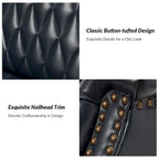 Poltrona tradizionale Chesterfield in vera pelle, a sedile singolo – Marrone / Cammello / Blu Marino / Bordeaux
