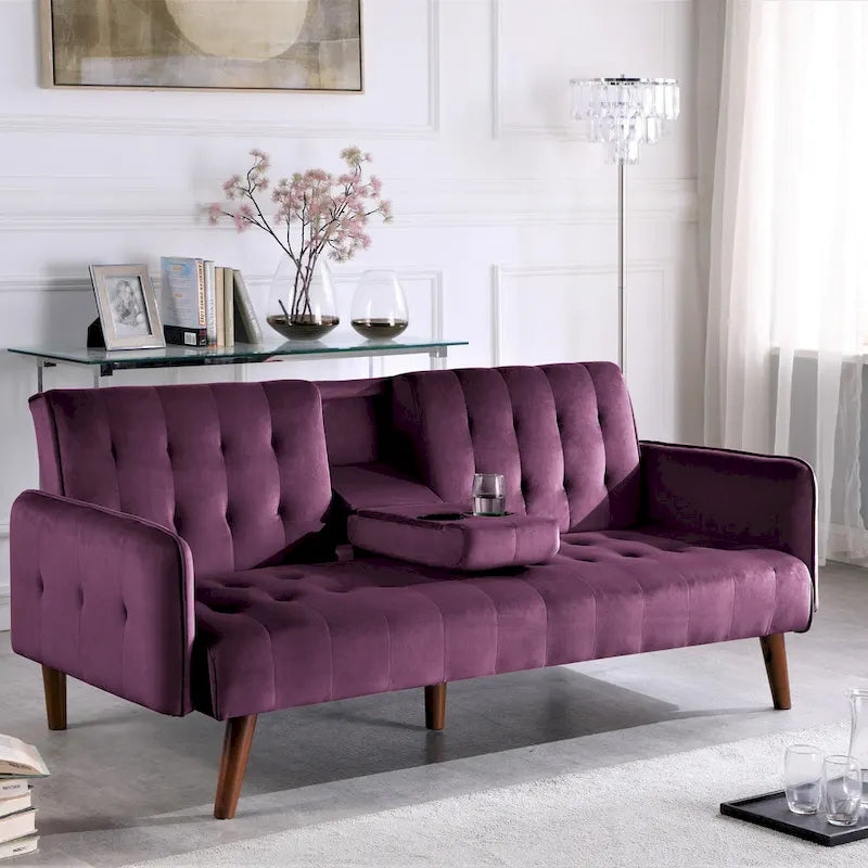 Divano Letto Convertibile in Velluto – Capitonnè, 3 Posti, Vari Colori