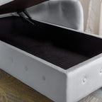 Chaise longue singola in velluto trapuntato multicolore con bracciolo arrotolato e contenitore