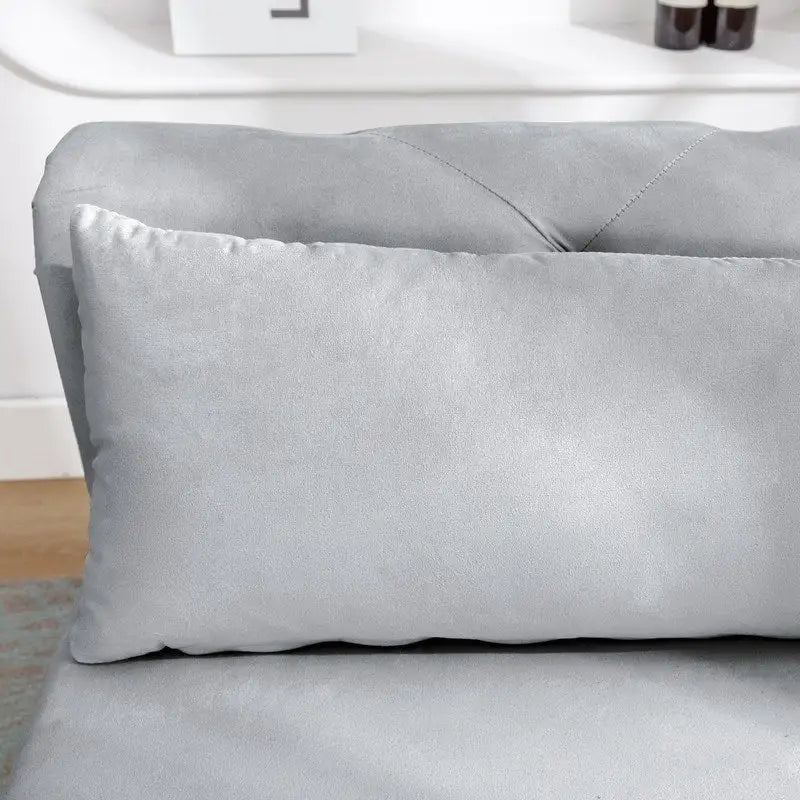 Chaise longue singola in velluto trapuntato multicolore con bracciolo arrotolato e contenitore
