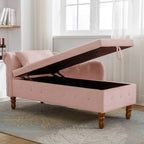 Chaise longue singola in velluto trapuntato multicolore con bracciolo arrotolato e contenitore
