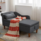Chaise longue singola in velluto trapuntato multicolore con bracciolo arrotolato e contenitore