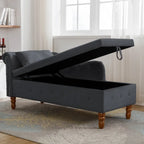 Chaise longue singola in velluto trapuntato multicolore con bracciolo arrotolato e contenitore