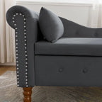 Chaise longue singola in velluto trapuntato multicolore con bracciolo arrotolato e contenitore