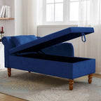 Chaise longue singola in velluto trapuntato multicolore con bracciolo arrotolato e contenitore