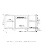 Mobile TV ad angolo Americano / French Oak Grey / Solid White con caminetto elettrico, per TV fino a 55", per 1-2 persone