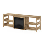 Mobile TV ad angolo Americano / French Oak Grey / Solid White con caminetto elettrico, per TV fino a 55", per 1-2 persone