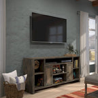 Mobile TV, consolle, 74", Barnwood / Aged Whiskey / Jasmine White, stile rustico, adatto per TV fino a 85"