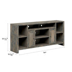 Mobile TV, consolle, 74", Barnwood / Aged Whiskey / Jasmine White, stile rustico, adatto per TV fino a 85"