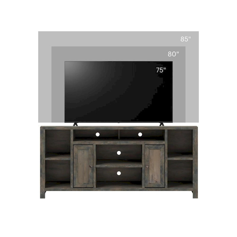 Mobile TV, consolle, 74", Barnwood / Aged Whiskey / Jasmine White, stile rustico, adatto per TV fino a 85"