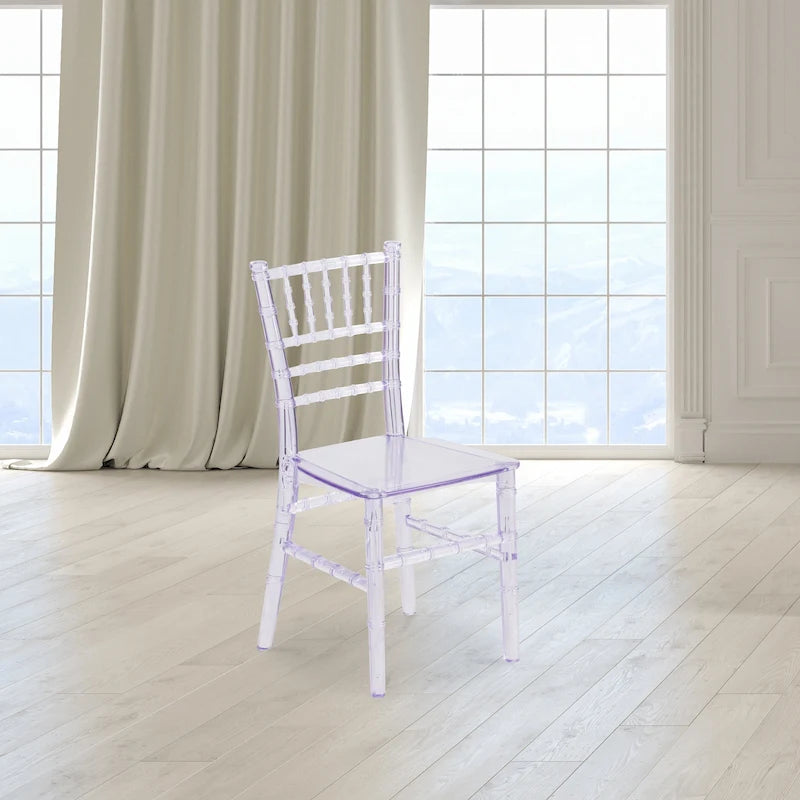 Sedia Chiavari in resina trasparente/bianca/rosa, impilabile, per bambini (set da 10)