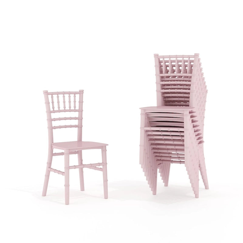 Sedia Chiavari in resina trasparente/bianca/rosa, impilabile, per bambini (set da 10)
