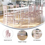 Sedia Chiavari in resina trasparente/bianca/rosa, impilabile, per bambini (set da 10)